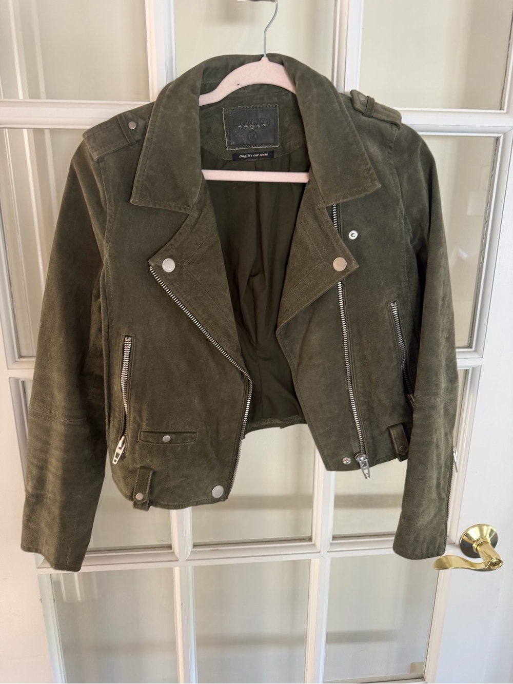 Blank NYC Olive Suede Moto Jacket